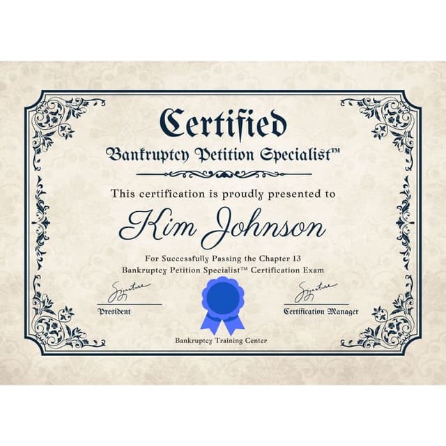 Chapter 13 Bankruptcy Petition Specialist Certification